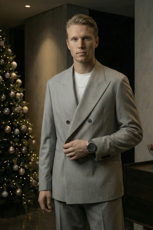 Костюм оверсайз серого цвета, материал: Вискоза - 38%, Лайкра - 2%, Хлопок - 15%, Шерсть - 44%. Комплект: Брюки, Пиджак. Фото 2