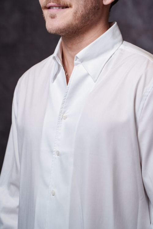 Белая рубашка, материал: Хлопок - 45%, Вискоза - 55%. Фото 5