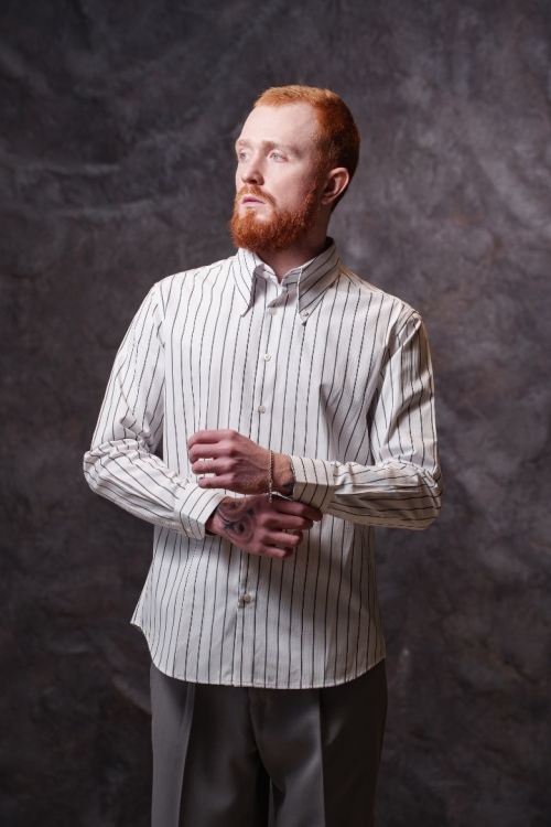 Белая рубашка в полоску, материал: Хлопок - 45%, Вискоза - 55%. Фото 3