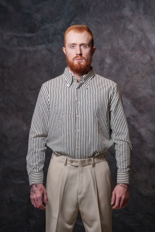 Рубашка в черную полоску, материал: Вискоза - 45%, Хлопок - 45%. Фото 1