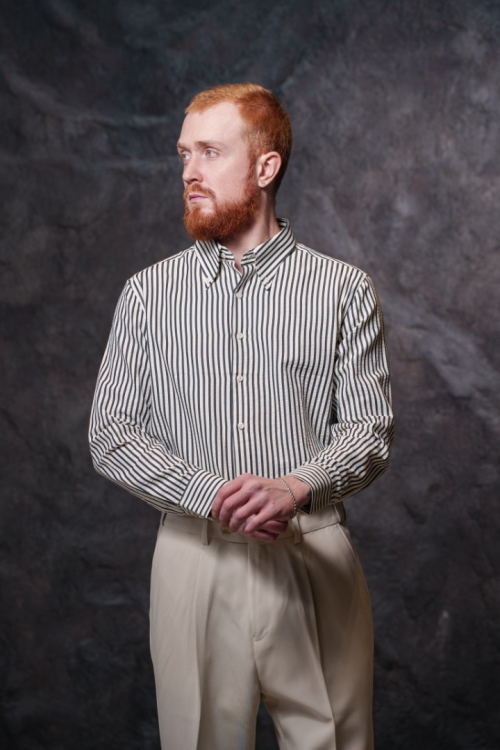 Рубашка в черную полоску, материал: Вискоза - 45%, Хлопок - 45%. Фото 2