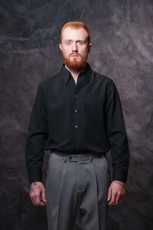 Черная рубашка, материал: Вискоза - 55%, Хлопок - 45%. Фото 2