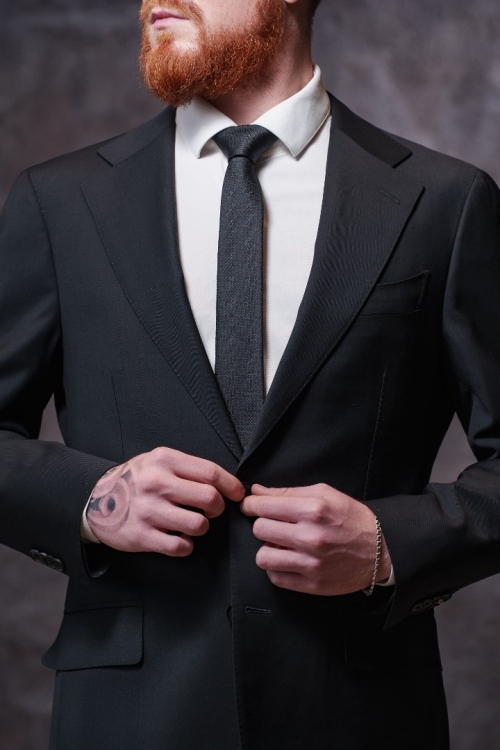 Костюм двойка черный, материал: Полиэстер - 8%, Шерсть - 88%, Эластан - 4%. Комплект: Брюки, Пиджак. Фото 6