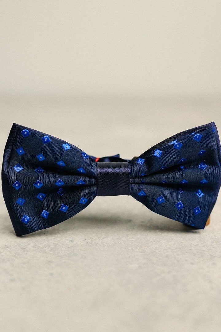 Темно-синий галстук-бабочка с рисунком